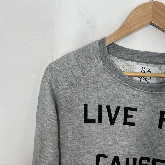 Zoe Karssen Live Fast Cause It Won’t Last Gray Crewneck Sweatshirt Size Small - Picture 6 of 14